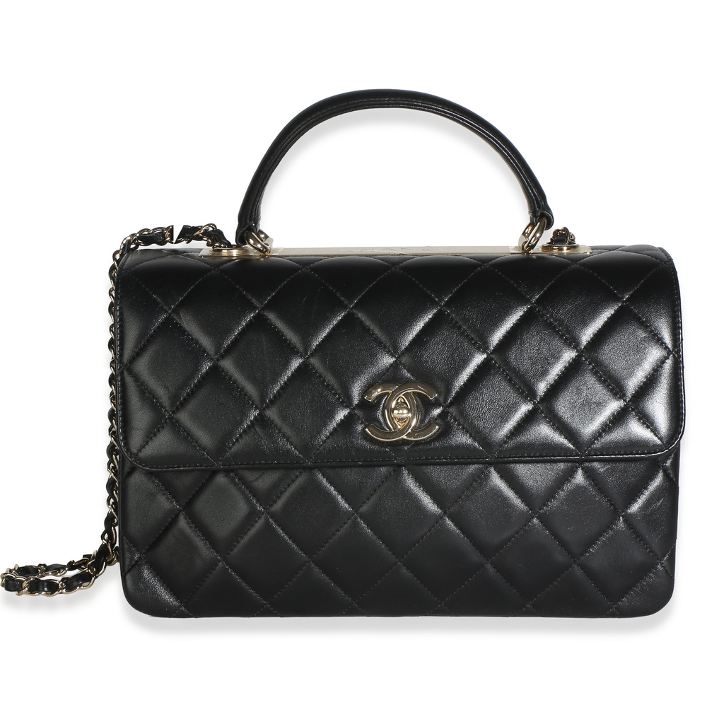 Chanel Black Quilted Lambskin Medium Trendy Top Handle Bag